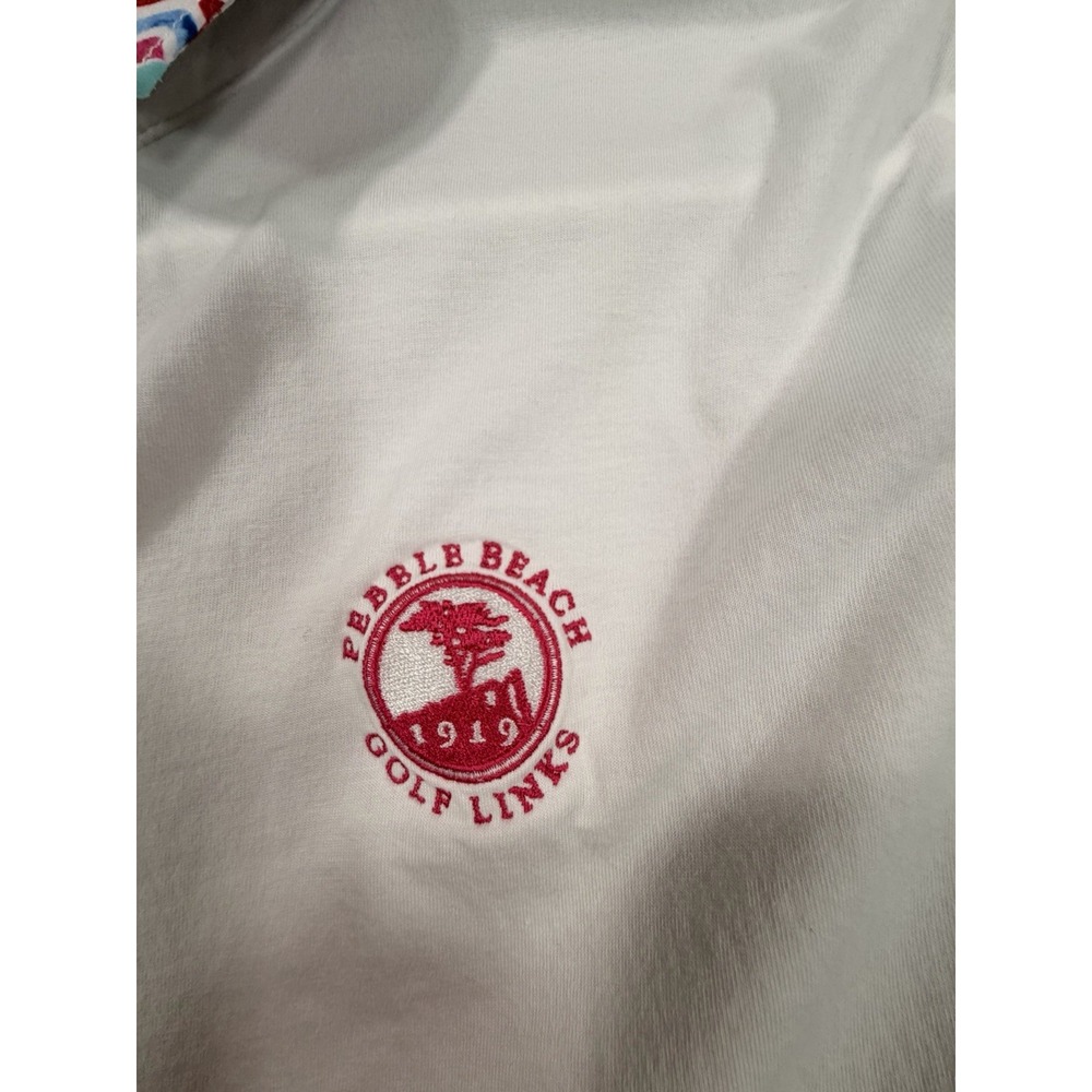 Polo Golf Ralph Lauren Pebble Beach Golf Links Polo Shirt XL White Floral Collar - Picture 4 of 7